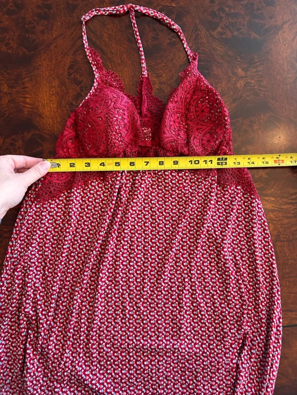 Victorias‎ Secret One Piece Racerback Chemise Slip Nightie Large Red Multi